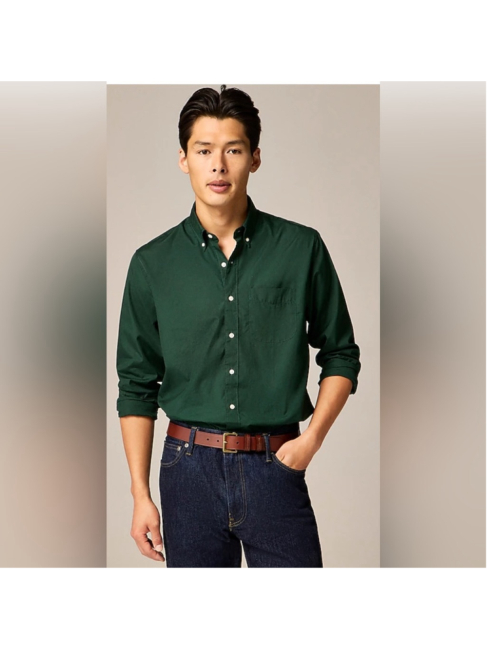 J. Crew factory Men's Green button down Shirt size small classic flex washed